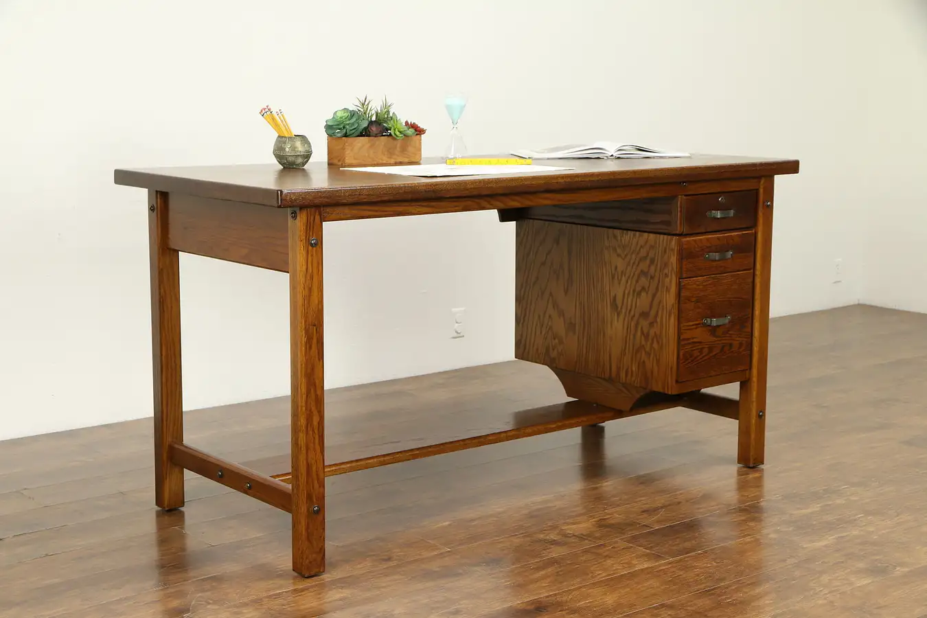 Main image of Oak Drafting Table, Work Counter, Kitchen Island, 1940's Vintage 6' Long