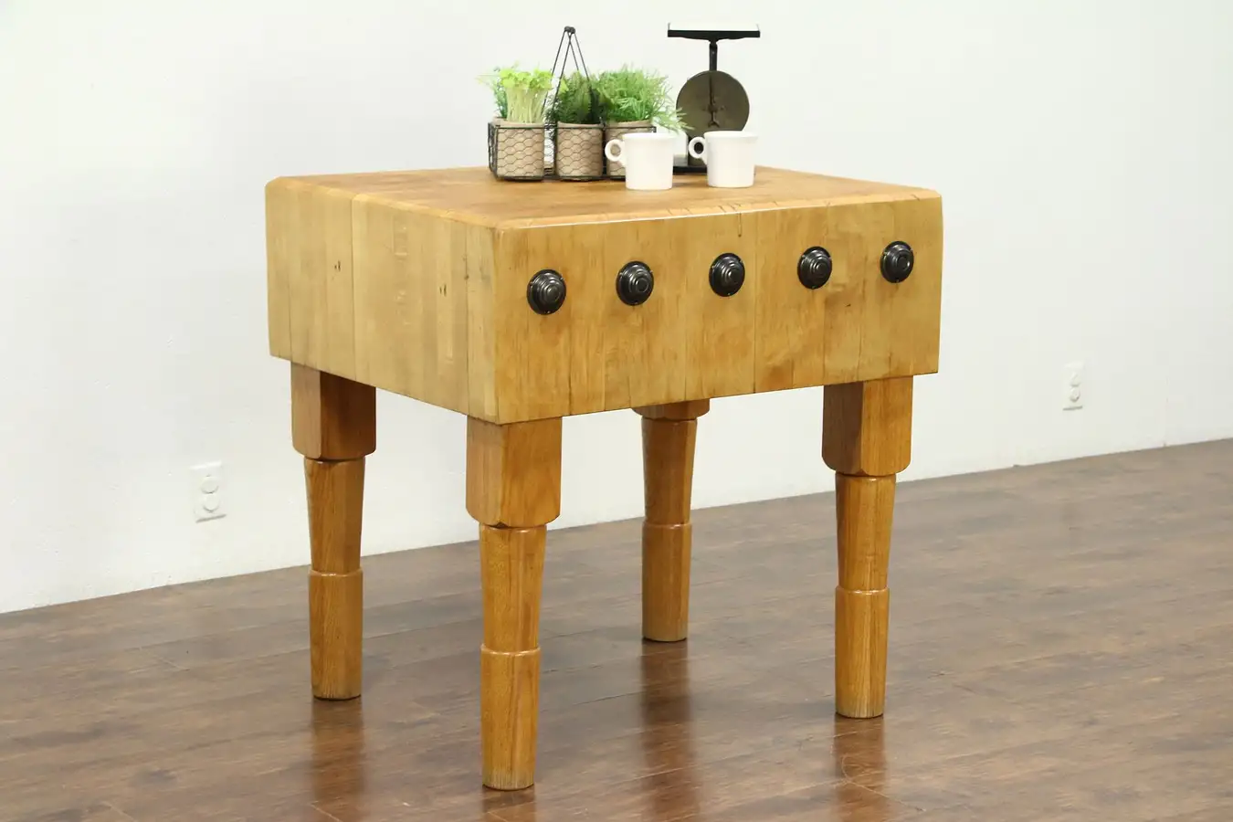 Main image of Butcher Chopping Block, Maple 1930's Vintage Kitchen Island, Wine Table