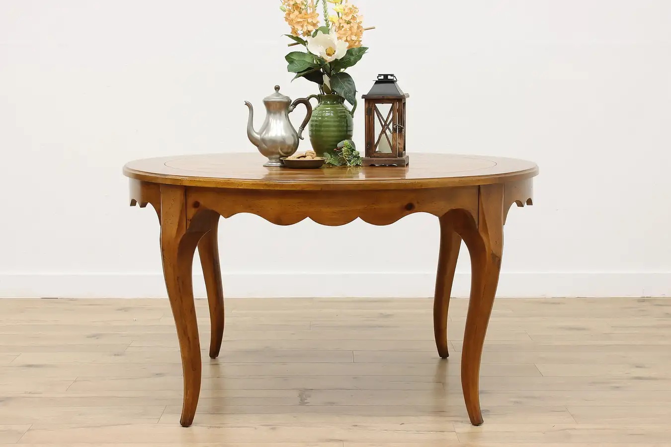 Main image of Farmhouse Vintage 54" Round Country Pine Dining Table Signed