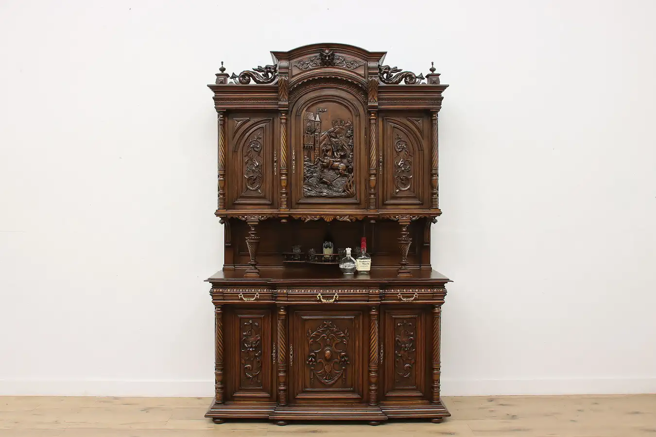 Main image of Renaissance Antique Carved Walnut Sideboard or Bar Cabinet