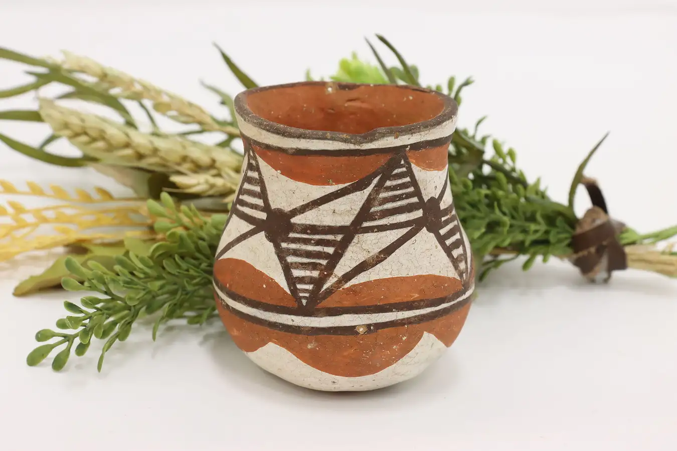Main image of Native American Antique Isleta Pueblo Hand Painted Vase
