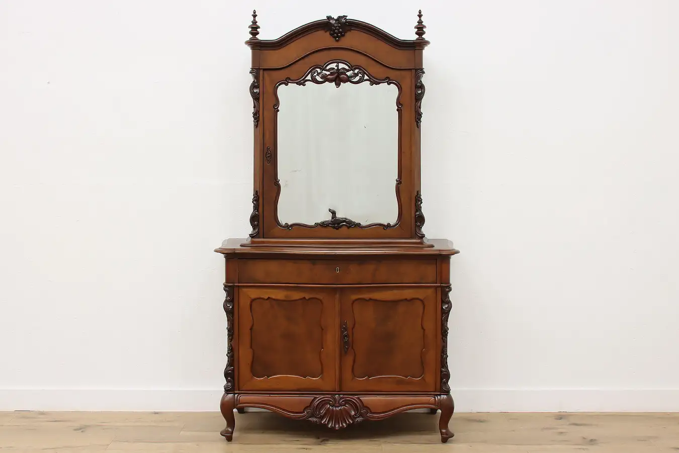 Main image of Austrian Antique 1840s Carved Mahogany China or Bar Cabinet
