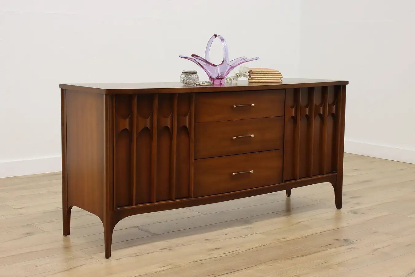 Main image of Midcentury Modern Vintage Walnut Credenza Dresser TV Console