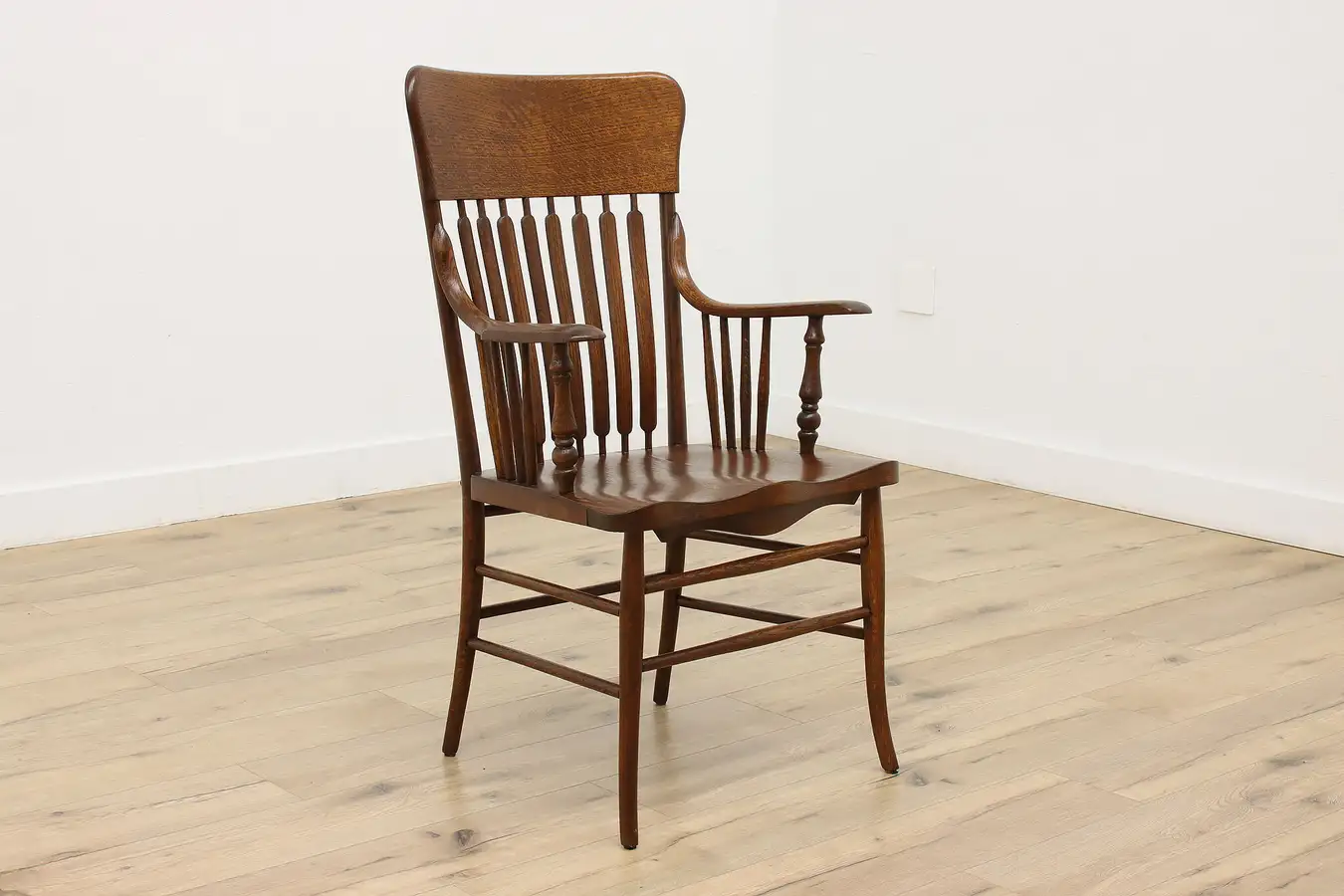 Main image of Victorian Antique Office or Library Carved Oak Desk Chair