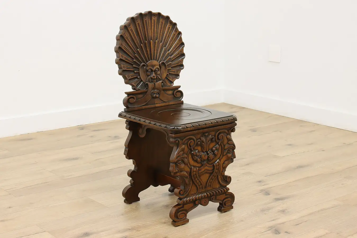 Main image of Renaissance Antique Carved Shell Italian Hall Chair