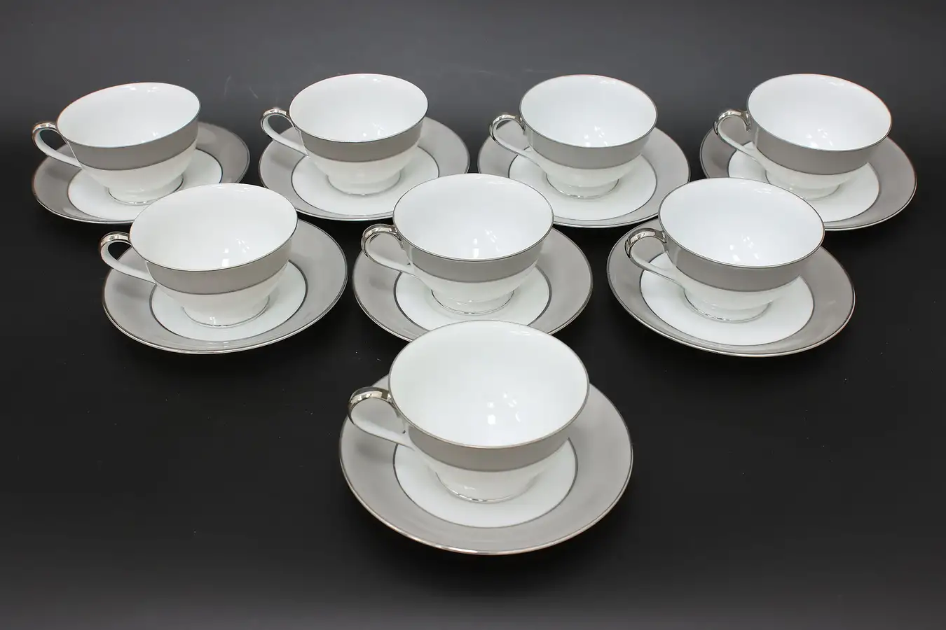 Main image of Midcentury Modern Vintage Set of 8 Tea Cups & Saucers Sango