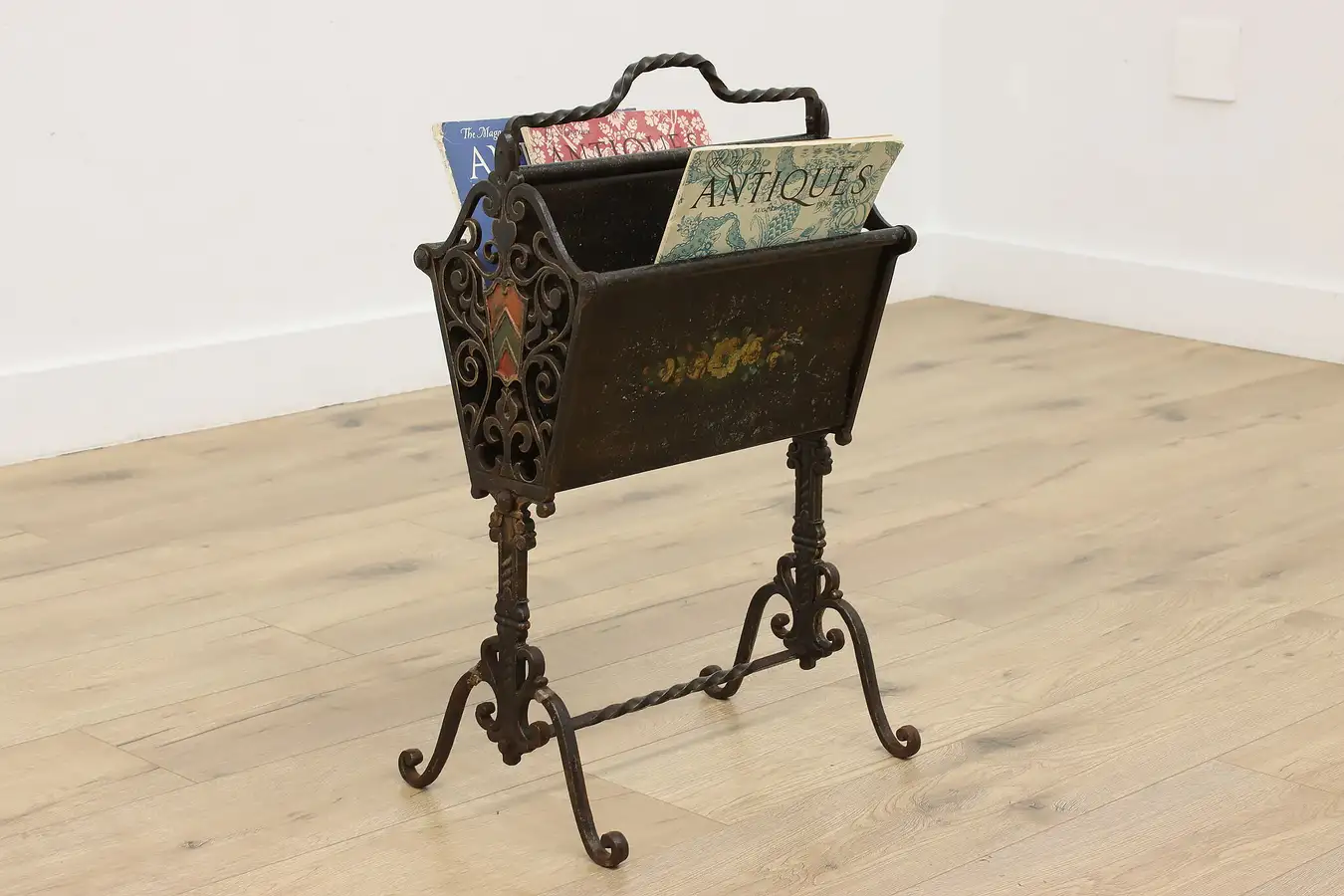 Main image of Victorian Antique Cast Iron Chairside Magazine or Music Rack