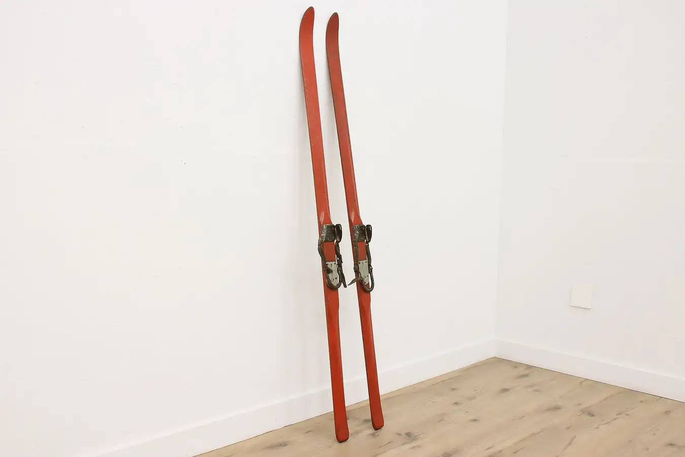 Main image of Pair of Vintage Canadian Ash & Leather Snow Skis, Dodds