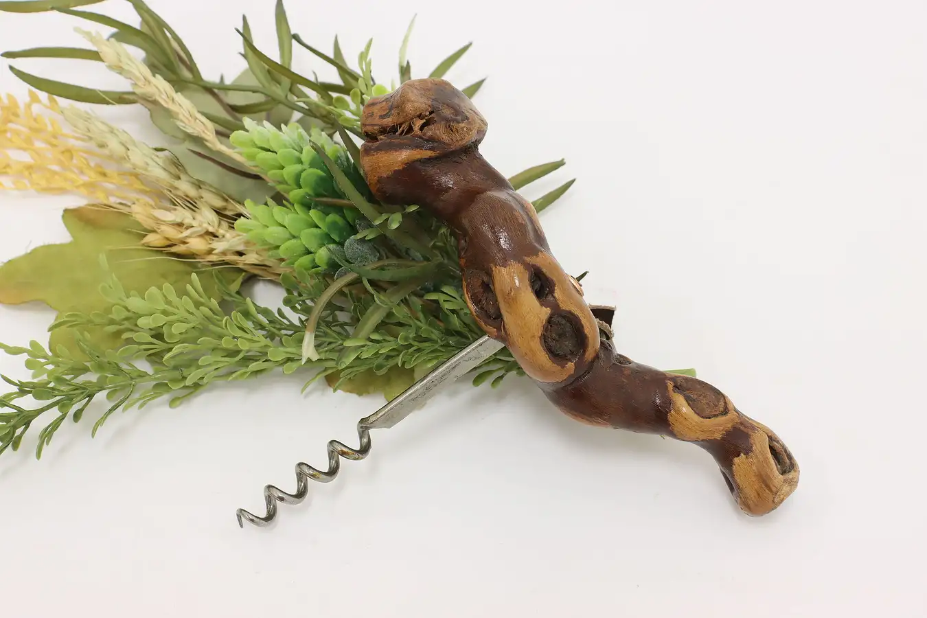 Main image of French Vintage Grapevine Wood Corkscrew Wine Bottle Opener