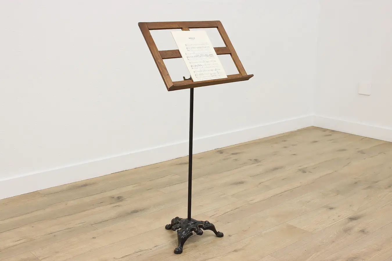 Main image of Victorian Antique Iron & Oak Adjustable Music Stand