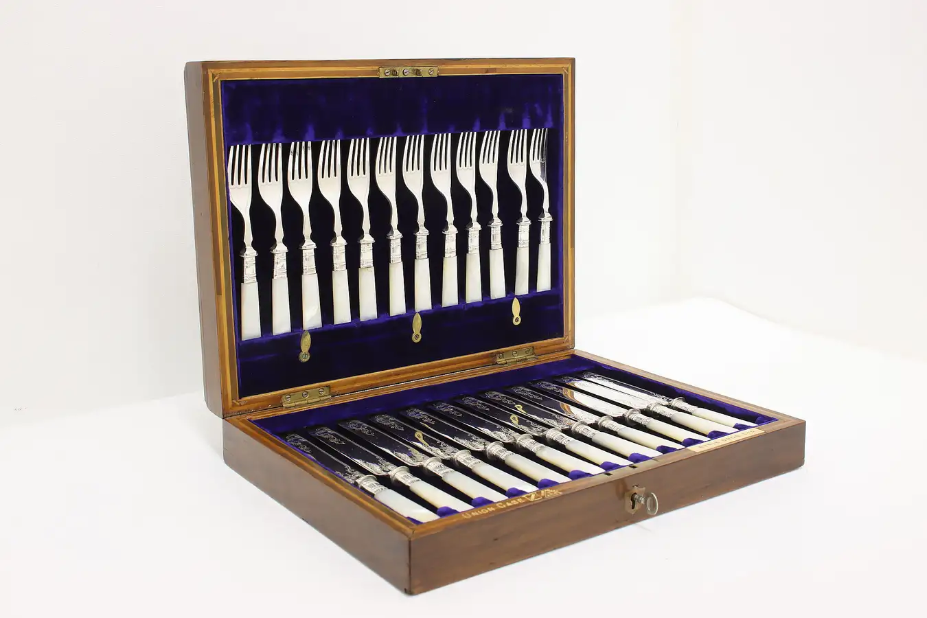 Main image of English Antique Silverplate 24 Pc Set for 12 & Case