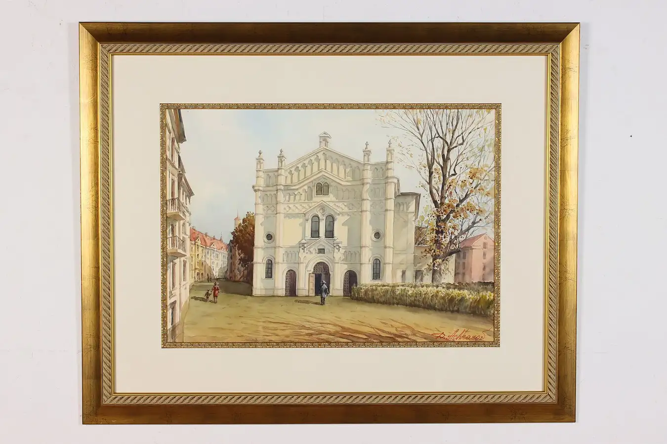 Main image of Synagogue Vintage Original Watercolor Painting, Achkasov 41"