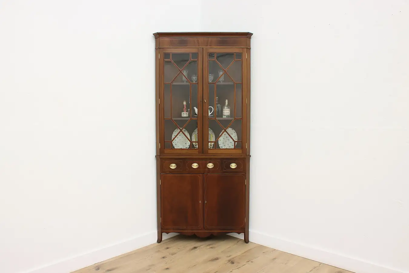 Main image of Georgian Design Antique Mahogany Corner Display Cabinet