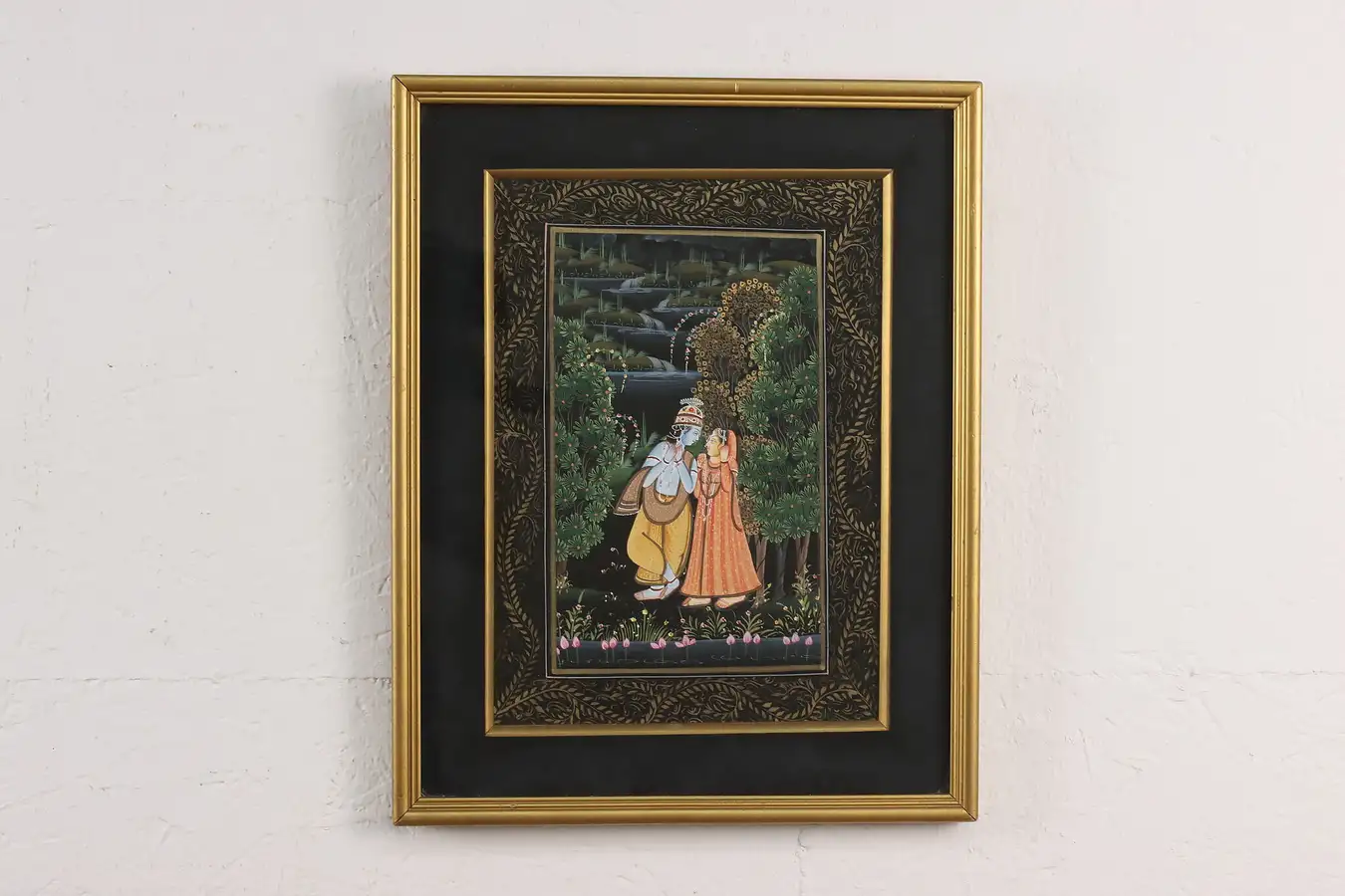 Main image of India God Shiva & Parvati Vintage Original Painting 16"