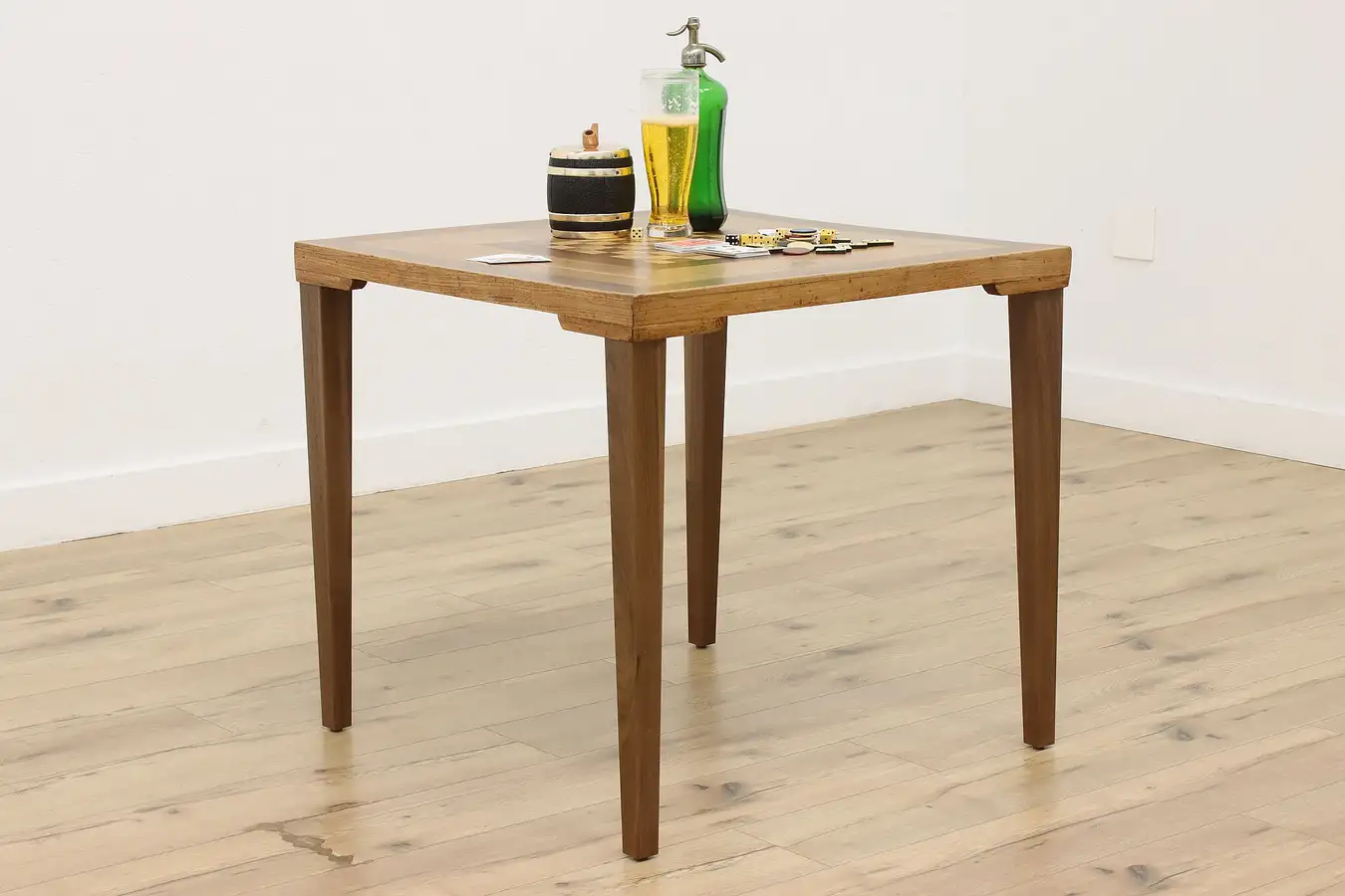 Main image of Chess or Checkers Vintage Inlaid Walnut & Birch Game Table