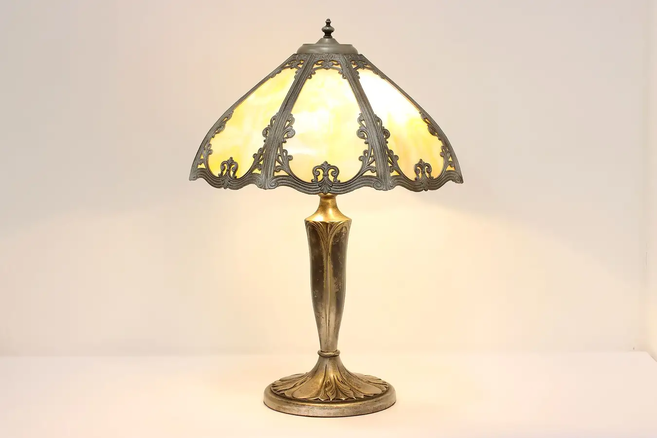 Main image of Art Nouveau Antique Stained Glass Table or Desk Lamp, Lamb