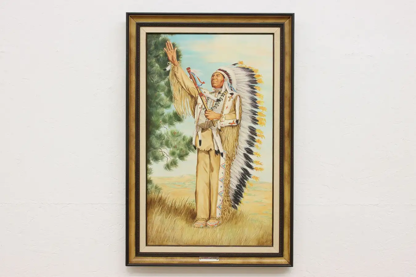 Main image of Spotted Crow Indian Vintage Original Painting Maxine 35.5"