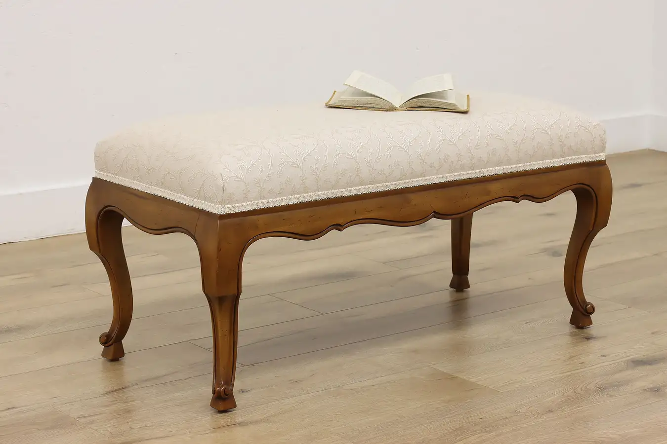 Main image of Country French Vintage Birch & New Fabric Boudoir Hall Bench