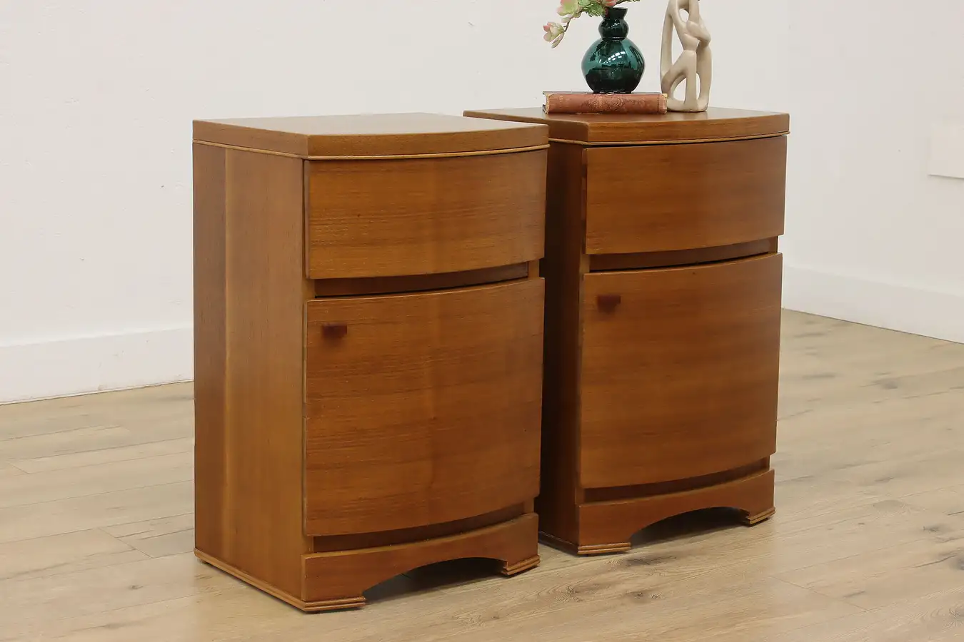 Main image of Pair Midcentury Modern Vintage Walnut Nightstands End Tables