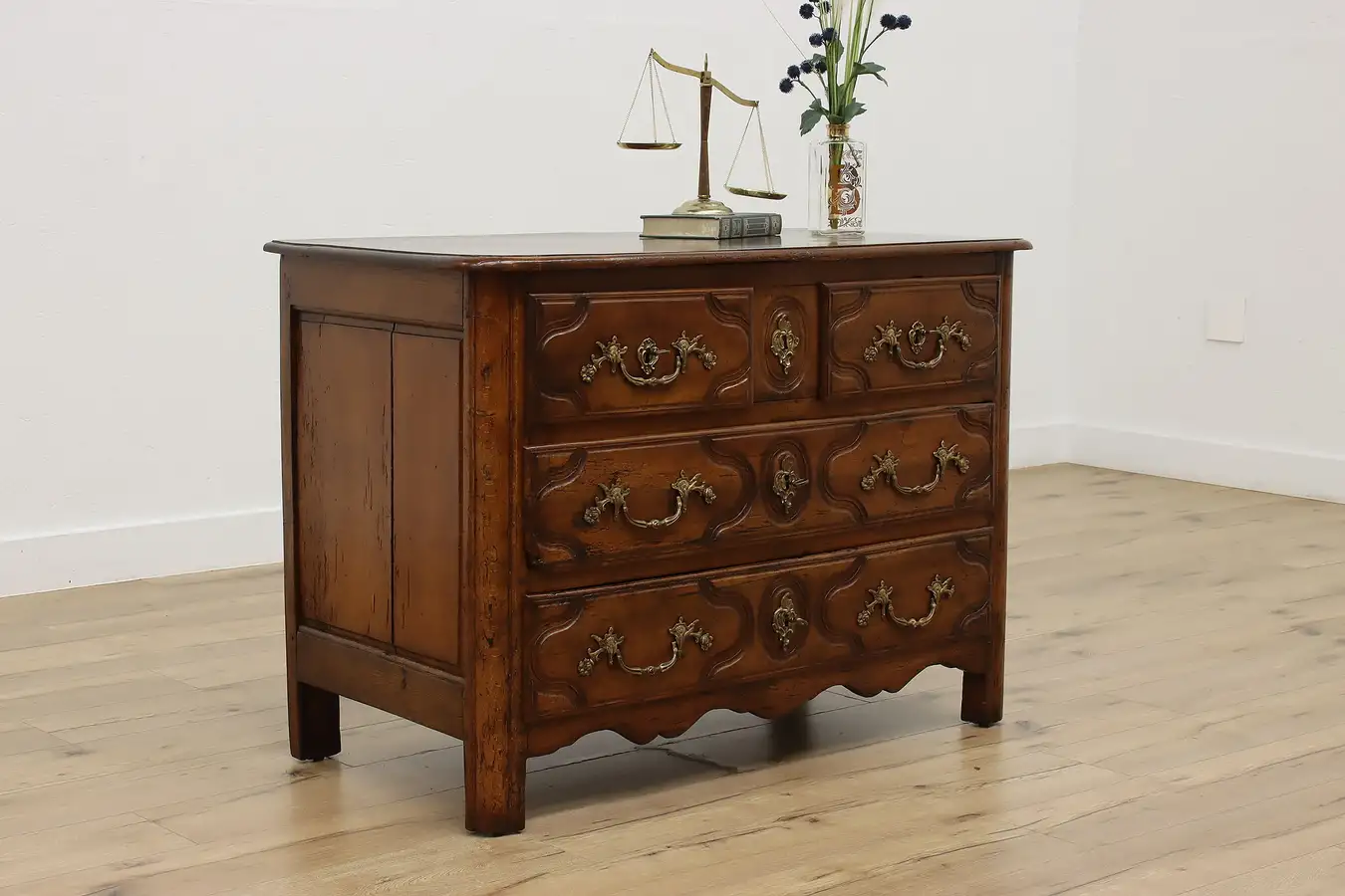 Main image of French Provincial Antique 1760s Carved Walnut Dresser Chest