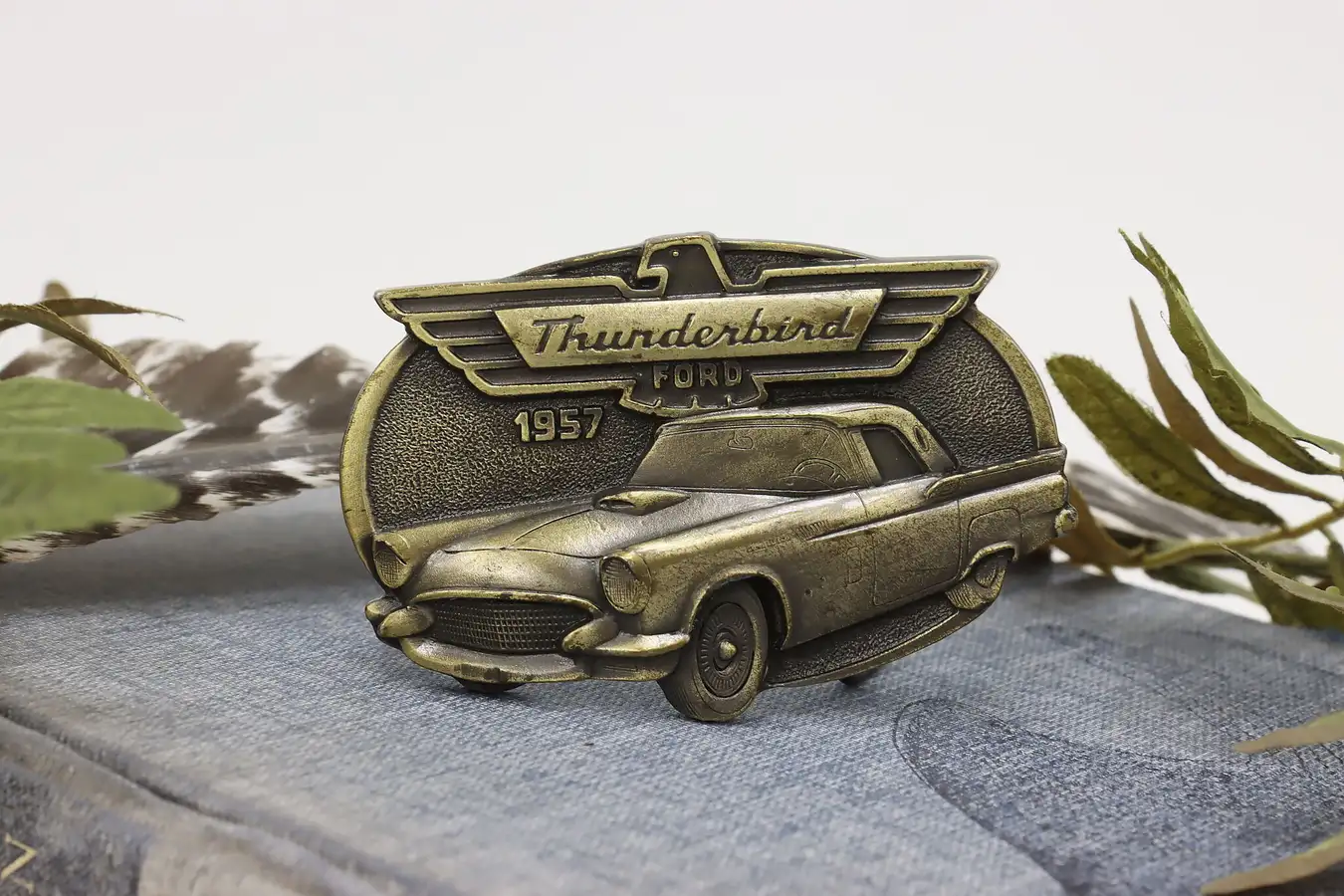 Main image of Ford Thunderbird Vintage Brass Plated Belt Buckle, American