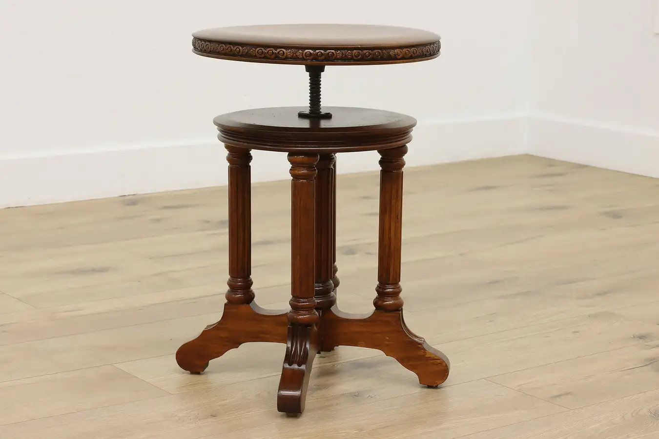 Main image of Victorian Antique Carved Birch Piano Organ Swivel Stool Tonk