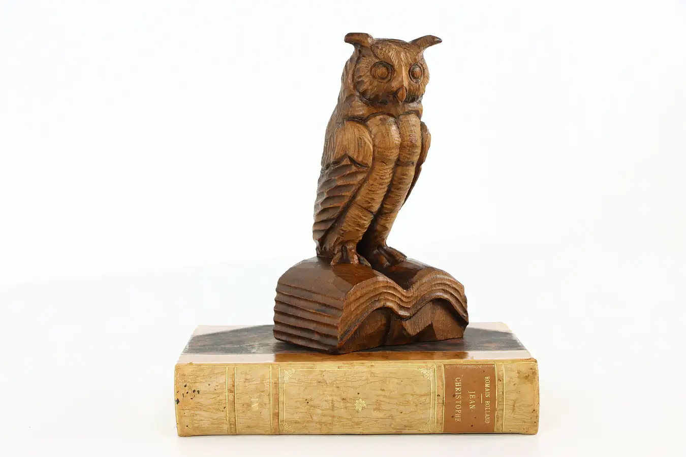 Main image of Owl & Book Hand Carved Sculpture, Oberammergau Germany