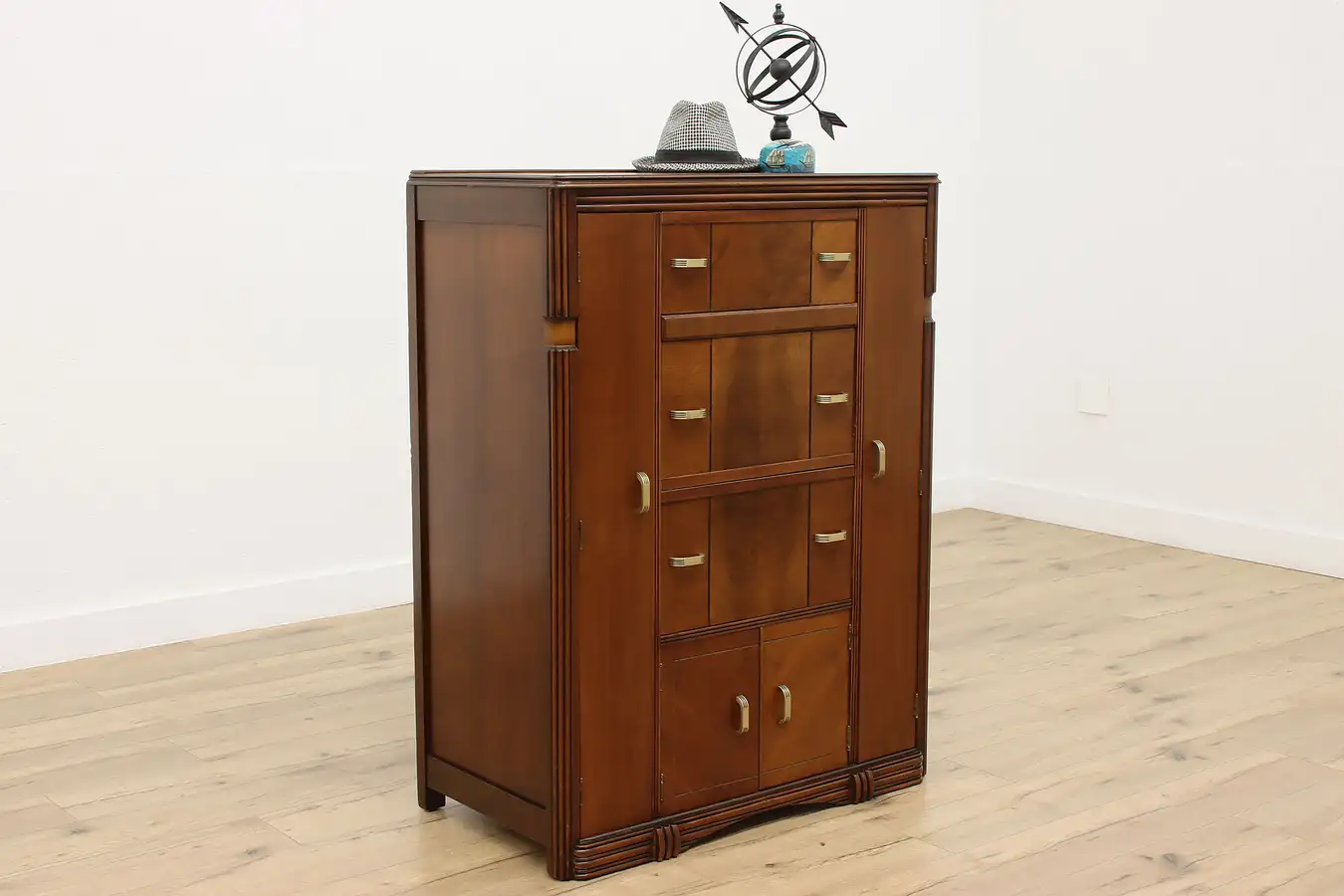 Main image of Art Deco Vintage Walnut Chifferobe Armoire or Closet, Sterns