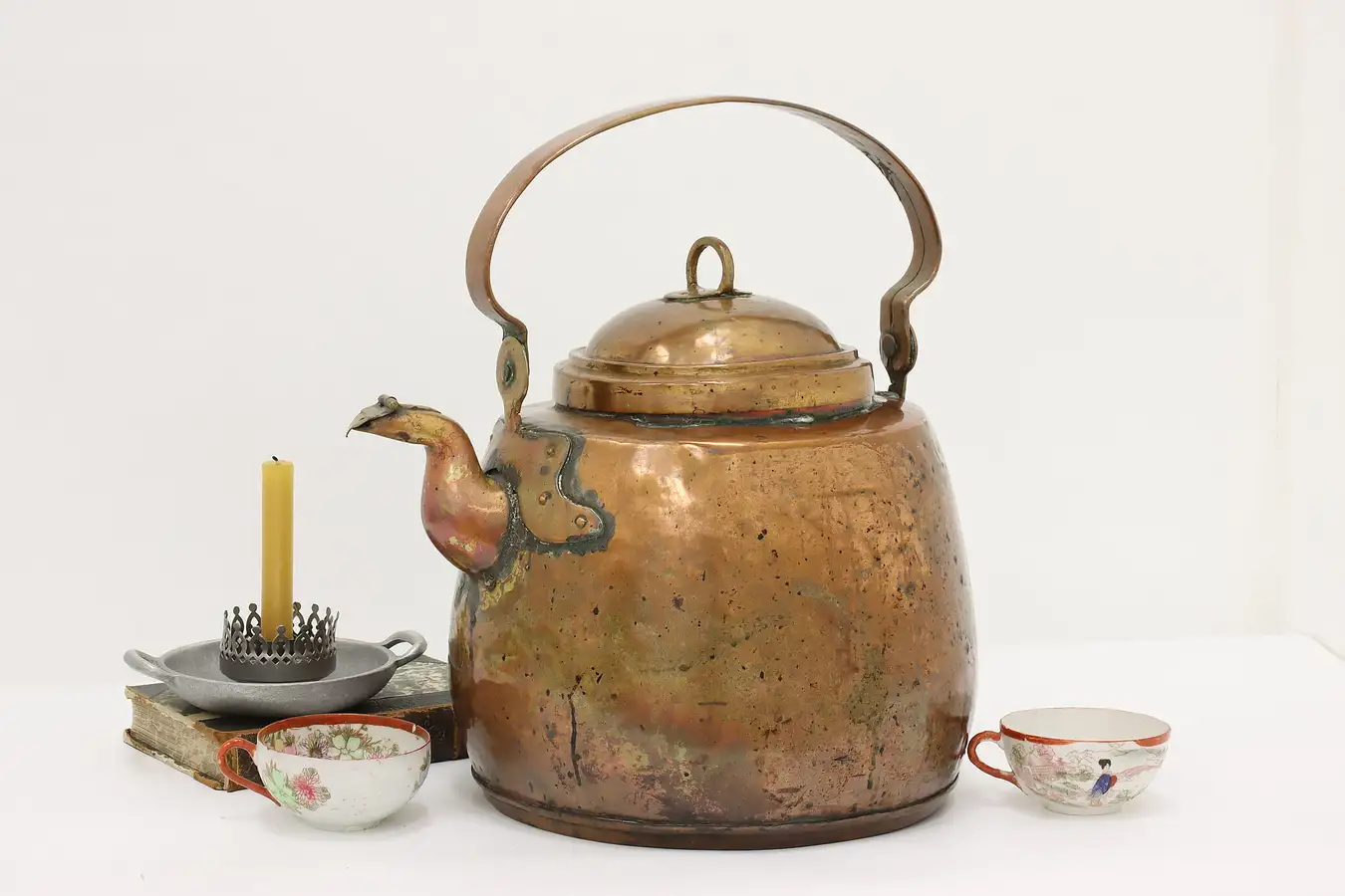 Main image of Scandinavian Antique Copper Tea or Hot Water Kettle, Planter