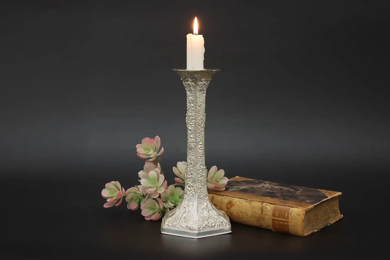 Main image of Renaissance Antique Embossed Silverplate Candlestick Barbour