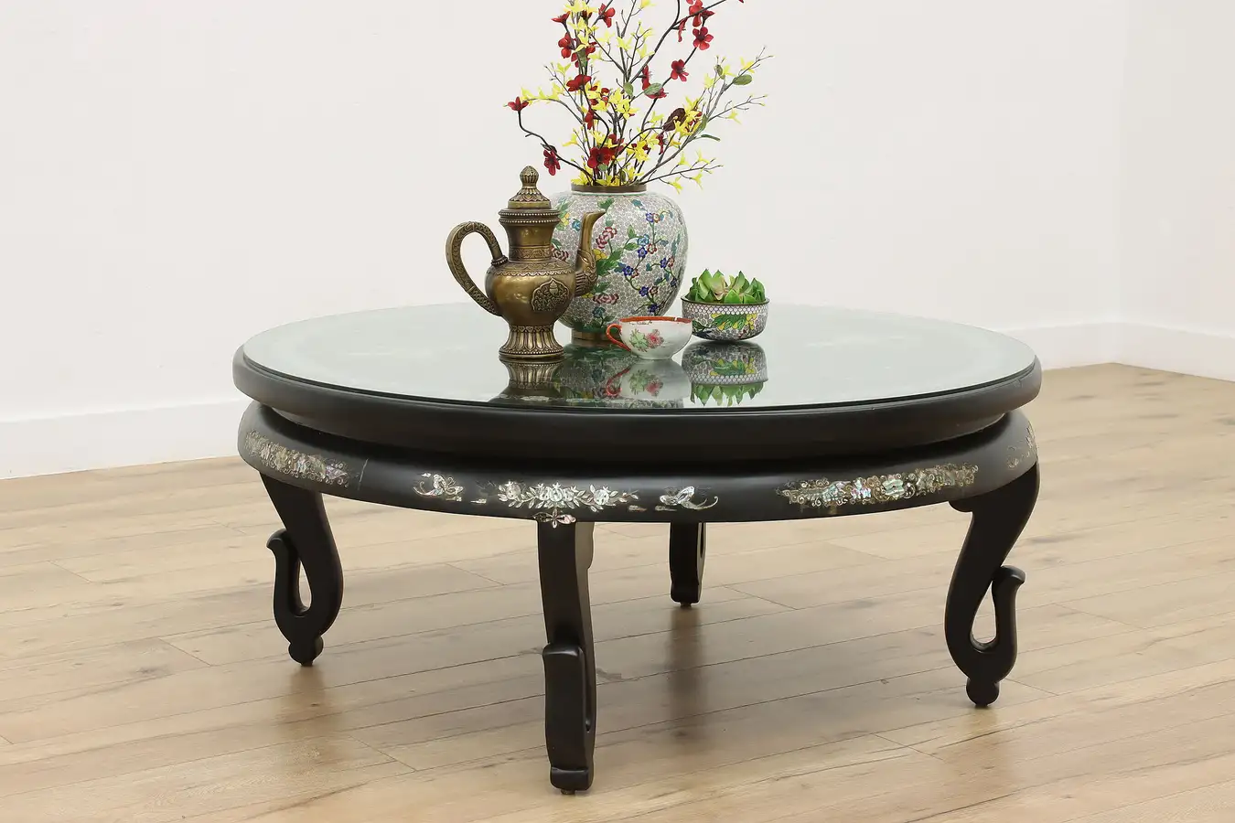 Main image of Chinese Vintage Pearl & Abalone Inlaid Lacquer Coffee Table