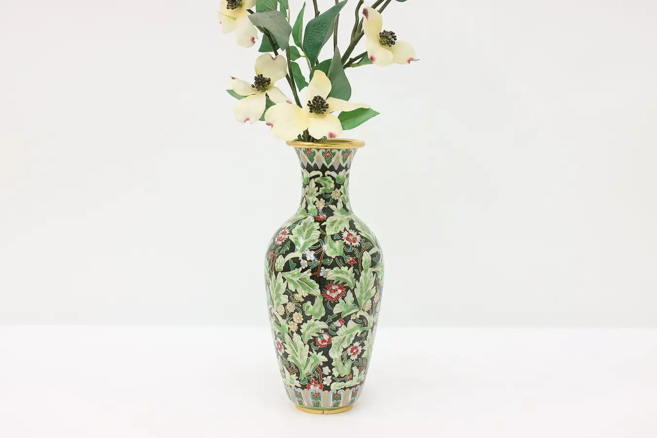 Main image of Chinese Cloisonne Traditional Vintage Inlaid Enamel Vase