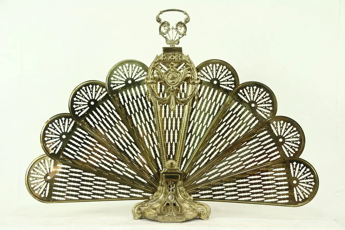Main image of Peacock Brass Vintage Folding Fireplace Screen