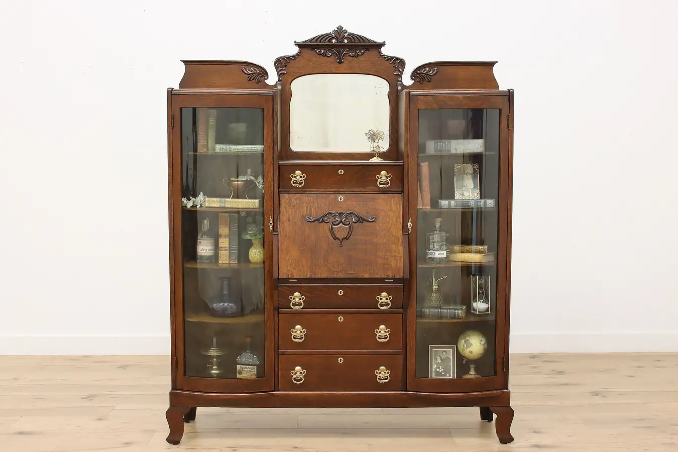 Main image of Victorian Antique Office Library Secretary Desk & Bookcase