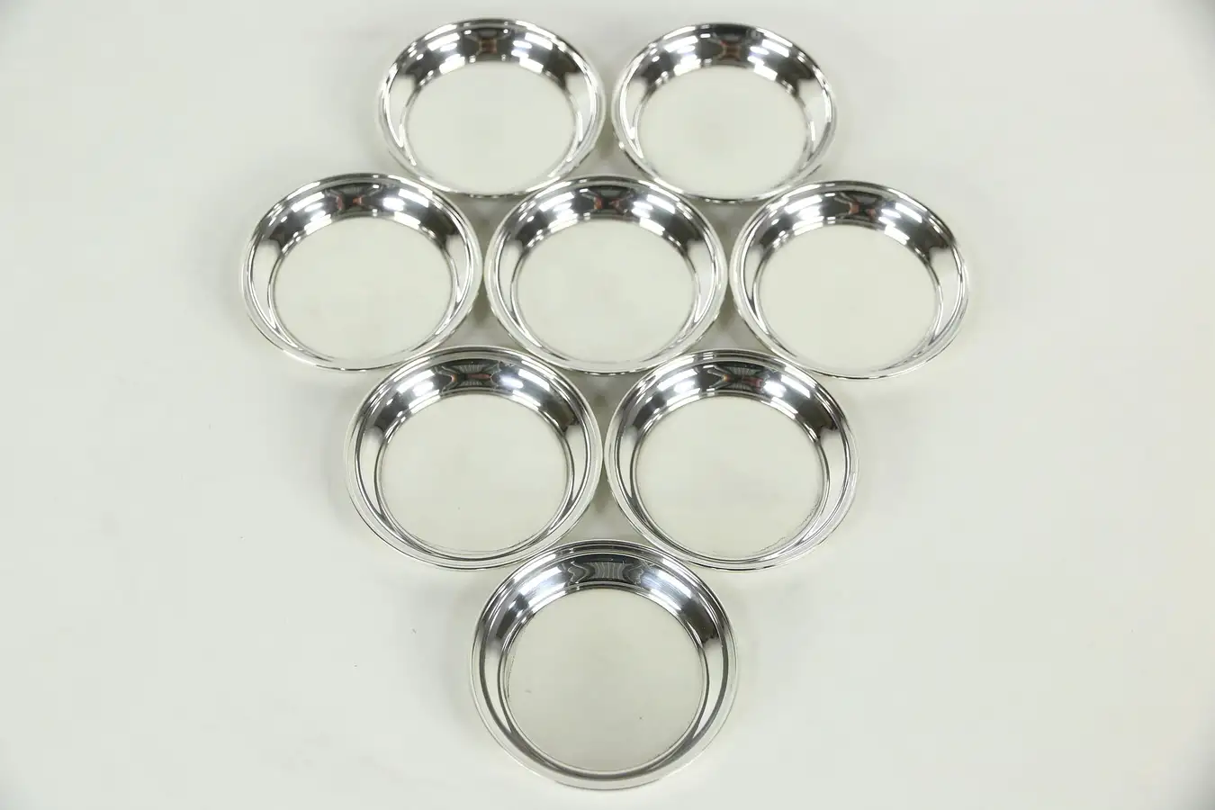 Main image of Set of 8 Sterling Silver 2 3/4" Butter Chips or Nut Dishes