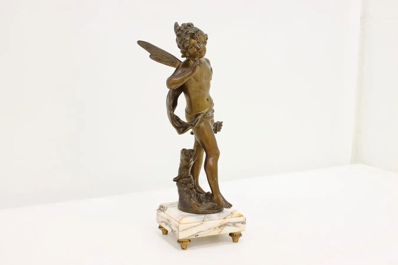 Main image of French Antique Fairy Sculpture on Marble Base after Moreau