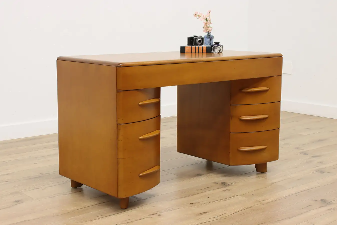 Main image of Midcentury Modern Vintage Birch Office Library Desk Heywood