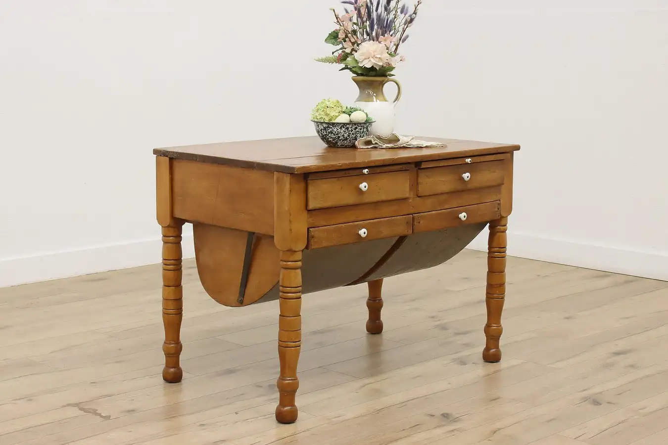 Main image of Farmhouse Antique Kitchen Pantry Baker Table Kitchen Island