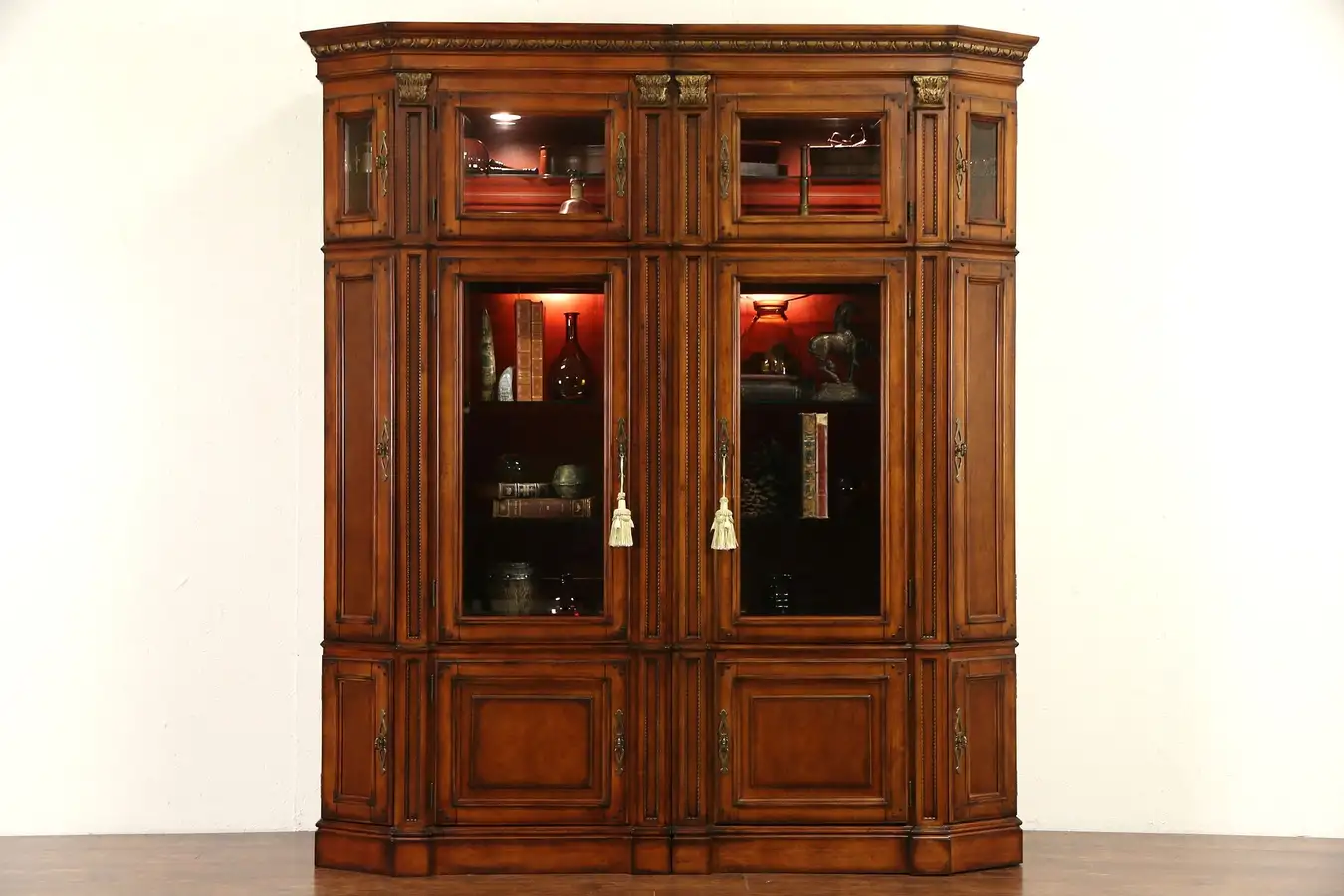Main image of Traditional Cherry Entertainment Center Curio Cabinet