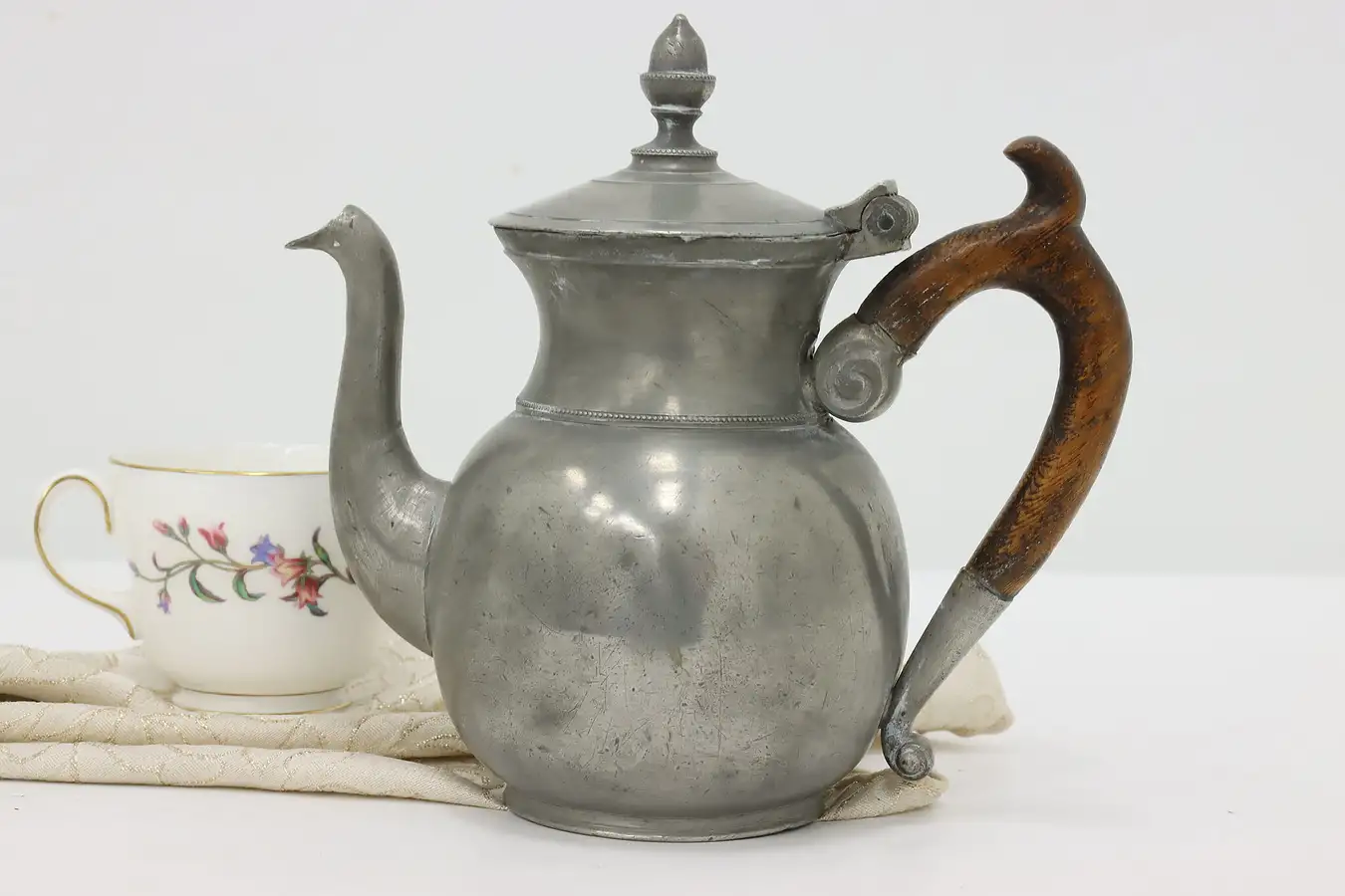 Main image of Victorian English Antique Pewter Teapot or Kettle, Signed