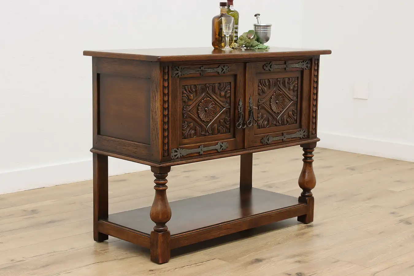 Main image of Tudor Antique Carved Oak Server Hall or TV Console, Woonhuys