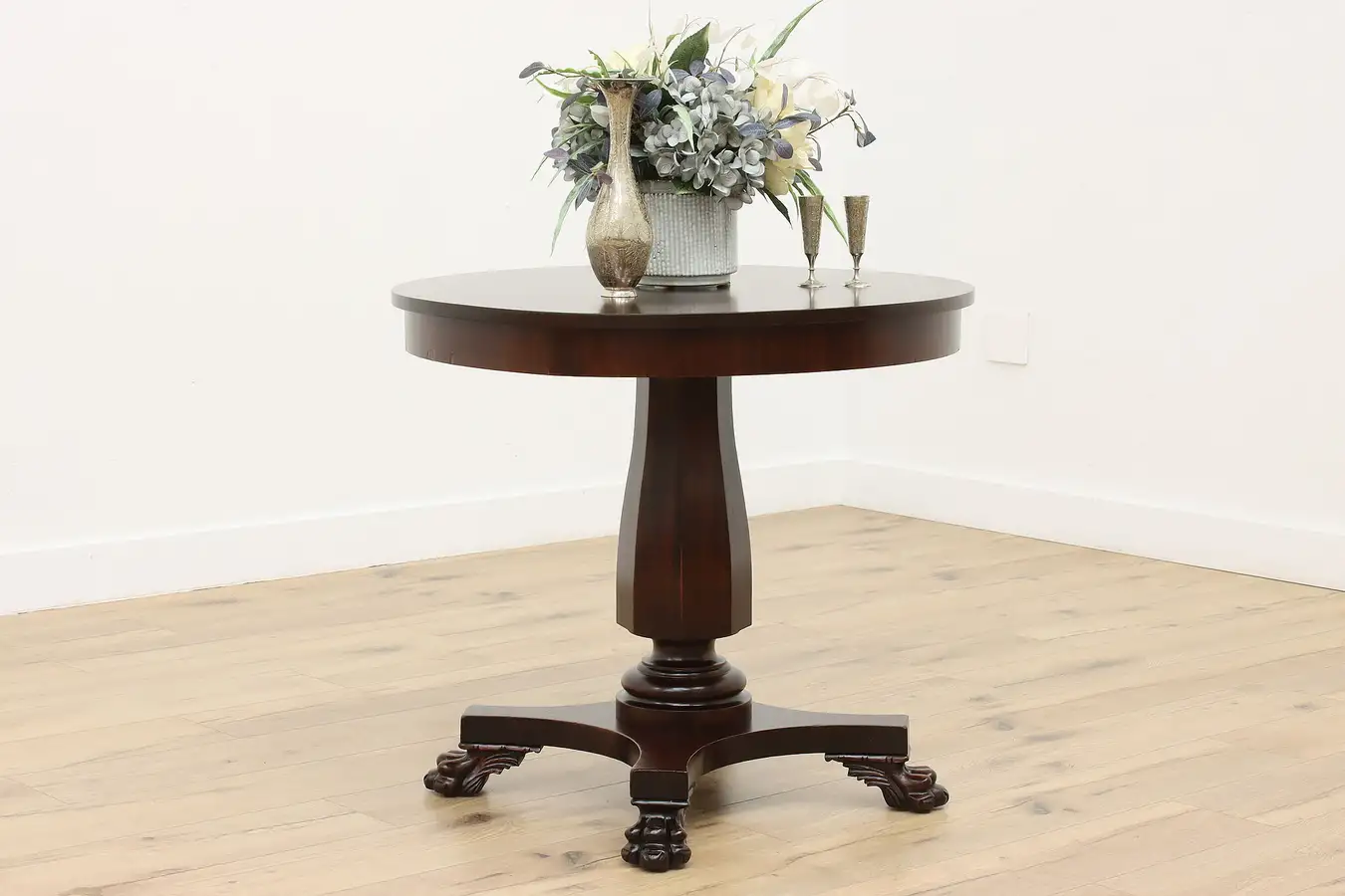 Main image of Empire Antique Mahogany Lamp or Hall Center Table, Paw Feet