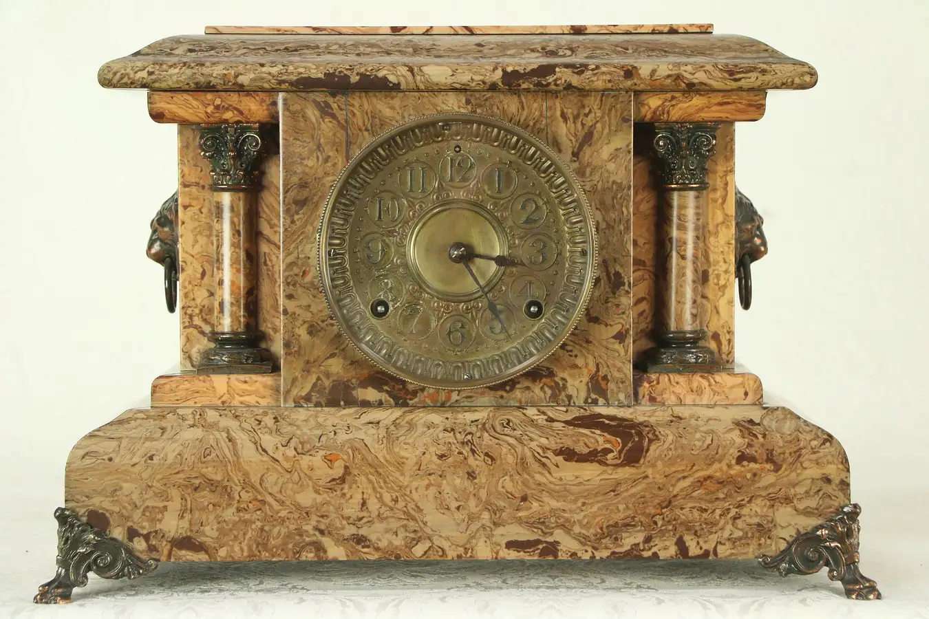 Main image of Seth Thomas Antique 1880's Mantel Clock, Marbleized Bakelite Case