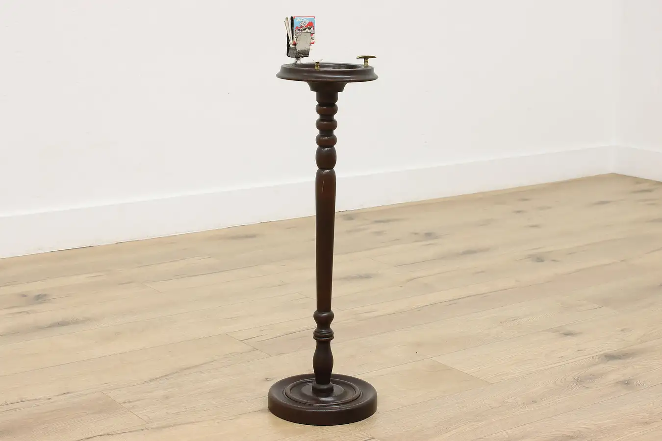 Main image of Traditional Antique Walnut Chairside Ashtray Smoking Stand