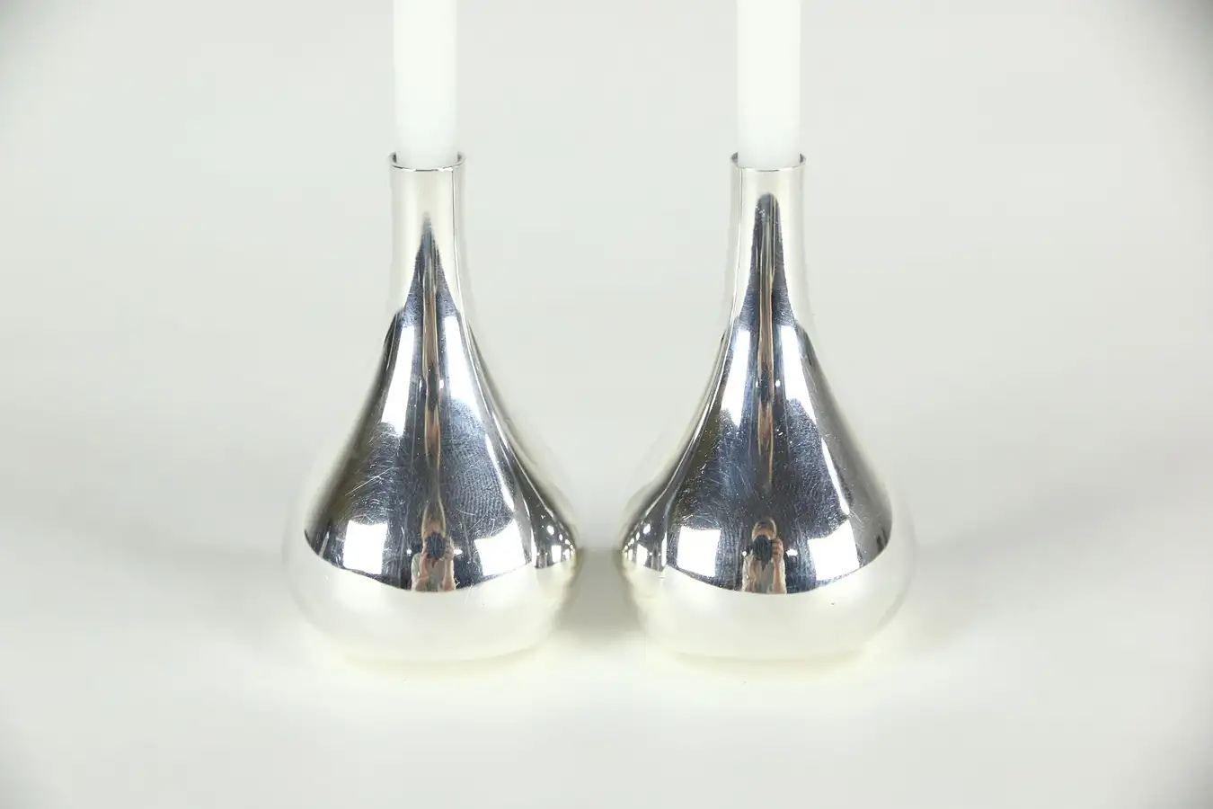 Main image of Dansk France Signed Midcentury Modern Pair of Tiny Taper Candleholders