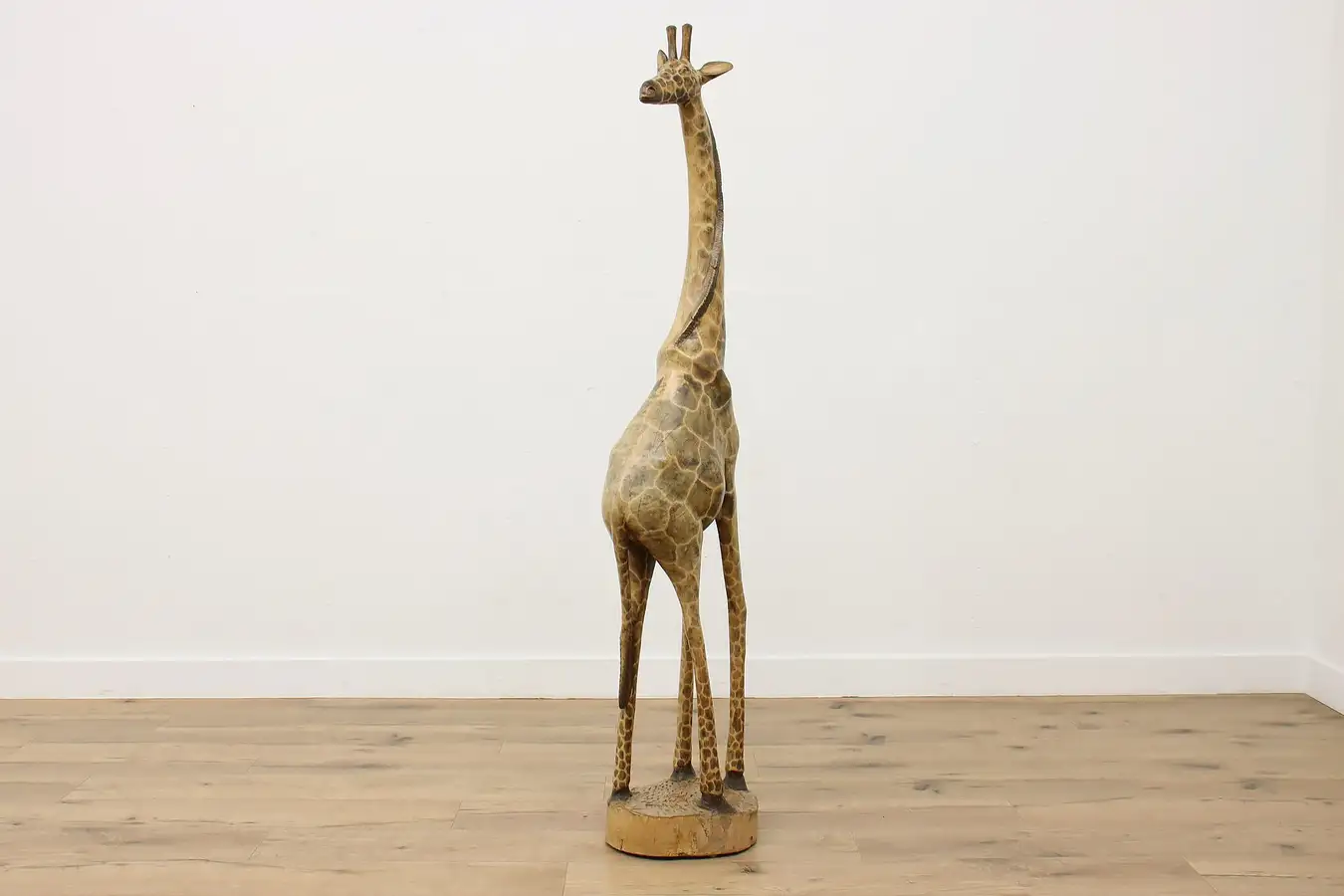 Main image of African Giraffe Sculpture Hand Carved & Painted Statue 69"