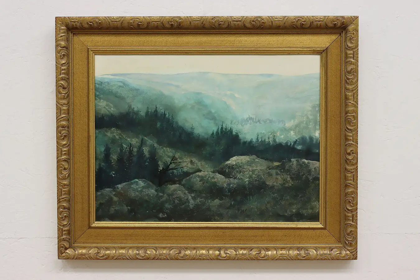Main image of Foggy Forest Vintage Original Painting Czarnowski 31.5"