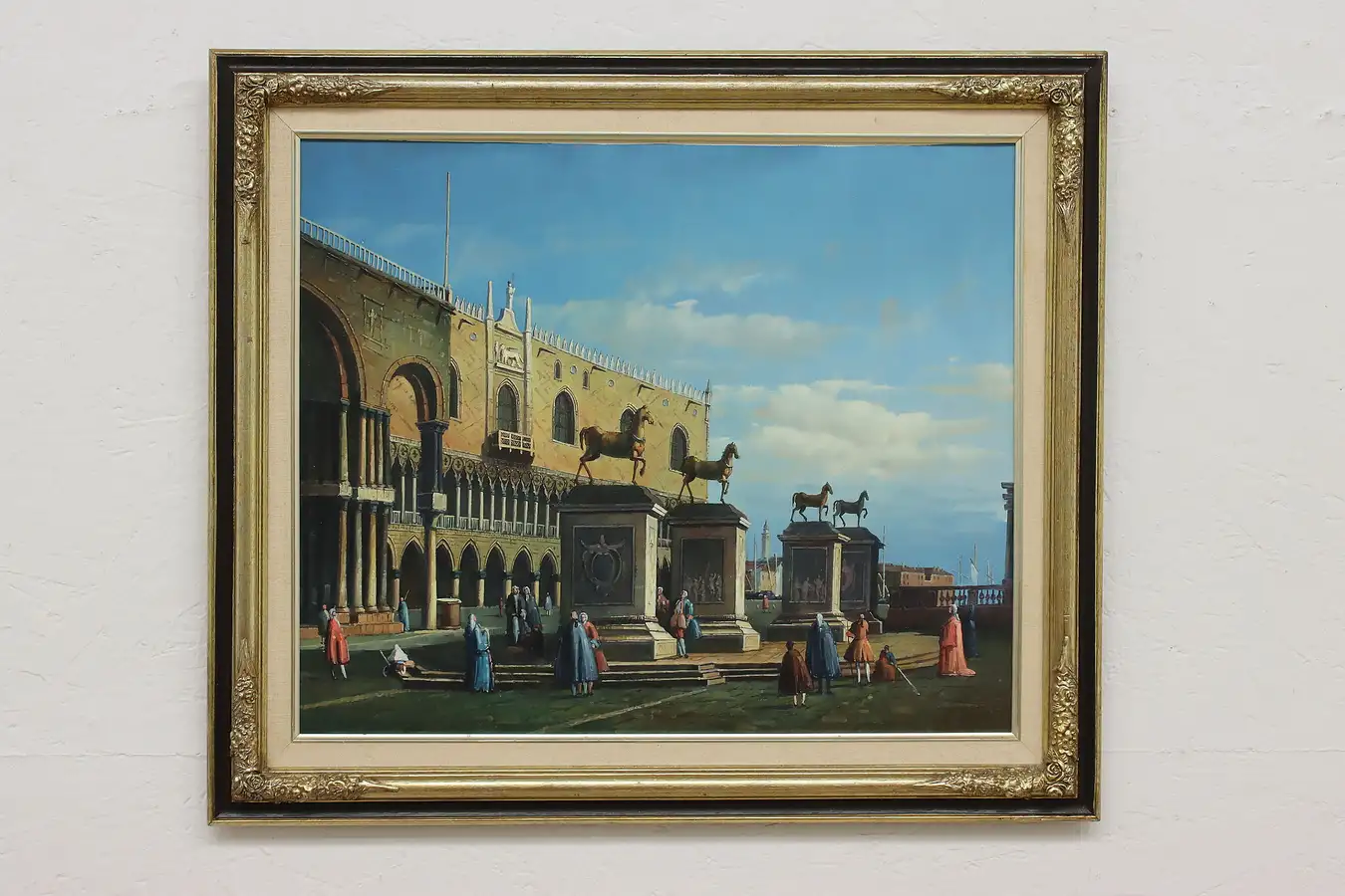 Main image of Doge's Palace Venice Vintage Original Oil Painting 29.5"