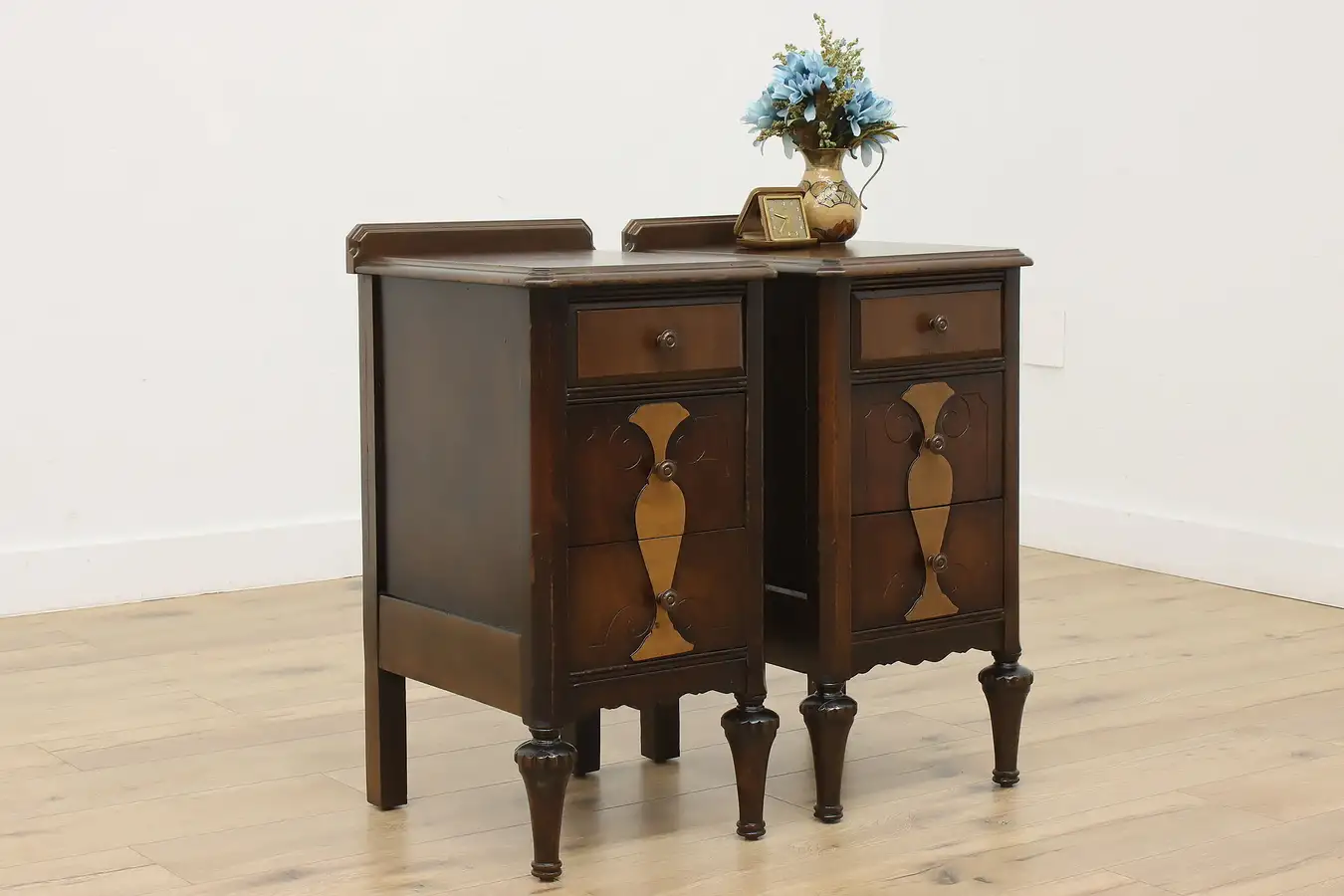 Main image of Pair of Tudor Vintage Walnut Nightstands, End or Side Tables