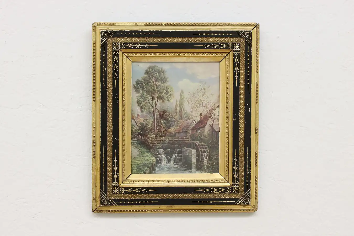 Main image of Victorian Country Watermill Antique Embossed Print 16"